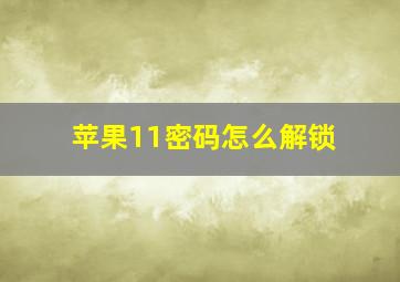 苹果11密码怎么解锁