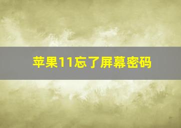 苹果11忘了屏幕密码