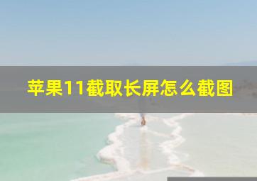 苹果11截取长屏怎么截图