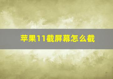 苹果11截屏幕怎么截