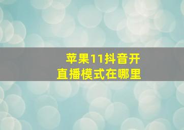 苹果11抖音开直播模式在哪里