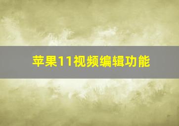 苹果11视频编辑功能