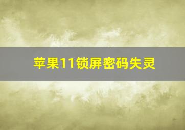 苹果11锁屏密码失灵