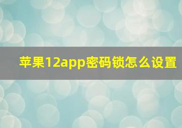 苹果12app密码锁怎么设置