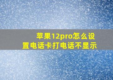 苹果12pro怎么设置电话卡打电话不显示