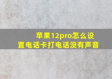 苹果12pro怎么设置电话卡打电话没有声音