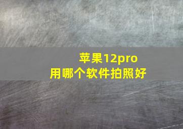 苹果12pro用哪个软件拍照好