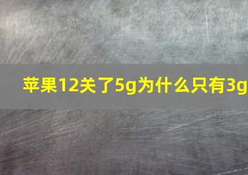 苹果12关了5g为什么只有3g