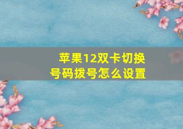 苹果12双卡切换号码拨号怎么设置