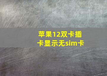 苹果12双卡插卡显示无sim卡