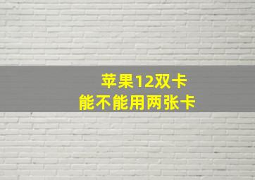 苹果12双卡能不能用两张卡