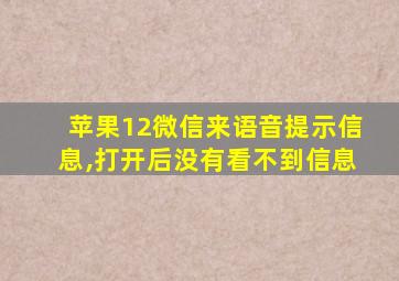 苹果12微信来语音提示信息,打开后没有看不到信息