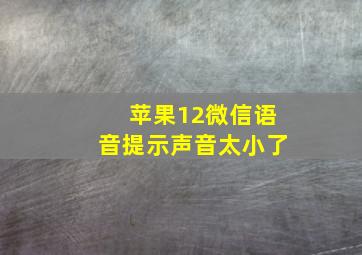 苹果12微信语音提示声音太小了