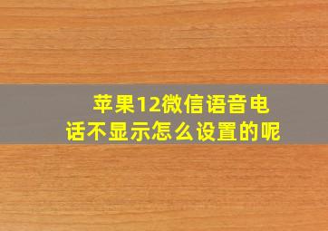 苹果12微信语音电话不显示怎么设置的呢