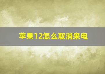 苹果12怎么取消来电