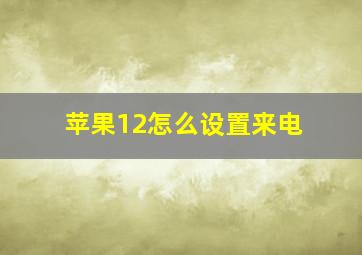 苹果12怎么设置来电