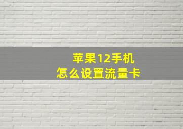 苹果12手机怎么设置流量卡