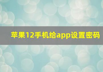 苹果12手机给app设置密码