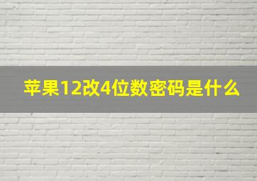 苹果12改4位数密码是什么