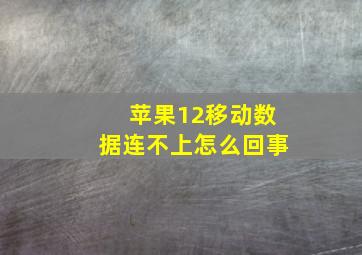 苹果12移动数据连不上怎么回事