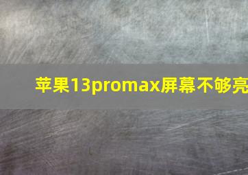 苹果13promax屏幕不够亮