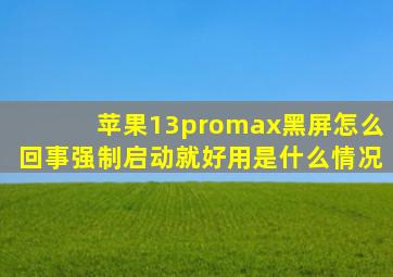 苹果13promax黑屏怎么回事强制启动就好用是什么情况