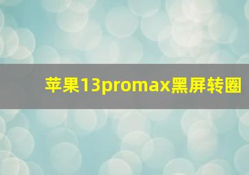 苹果13promax黑屏转圈