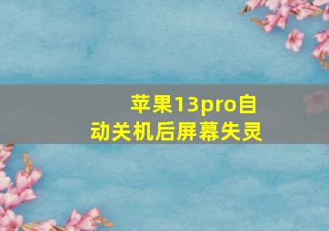 苹果13pro自动关机后屏幕失灵