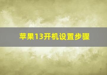 苹果13开机设置步骤