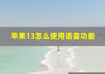 苹果13怎么使用语音功能