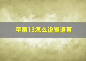 苹果13怎么设置语言