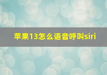 苹果13怎么语音呼叫siri