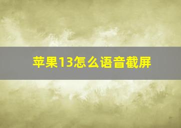 苹果13怎么语音截屏