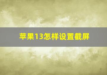 苹果13怎样设置截屏