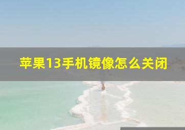 苹果13手机镜像怎么关闭