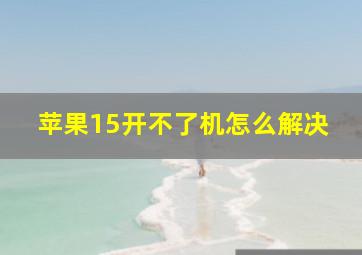 苹果15开不了机怎么解决