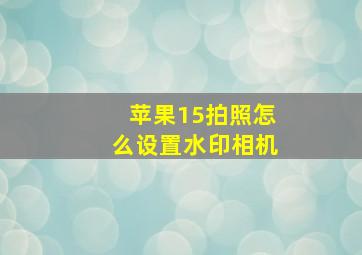 苹果15拍照怎么设置水印相机