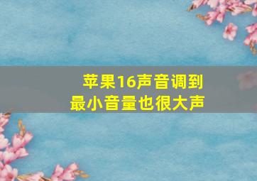 苹果16声音调到最小音量也很大声