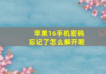 苹果16手机密码忘记了怎么解开呢