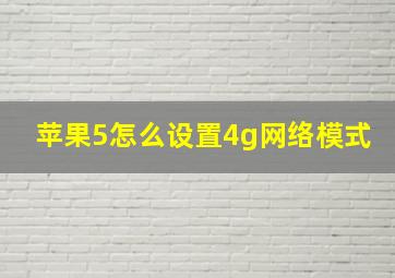 苹果5怎么设置4g网络模式