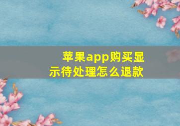 苹果app购买显示待处理怎么退款