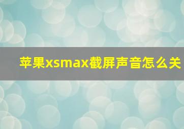 苹果xsmax截屏声音怎么关