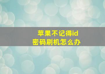 苹果不记得id密码刷机怎么办