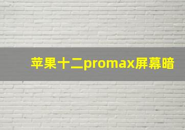 苹果十二promax屏幕暗