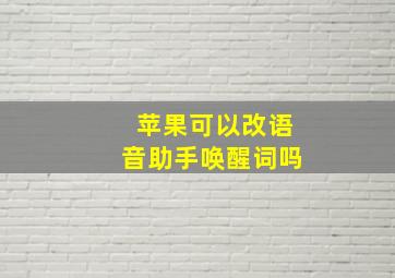 苹果可以改语音助手唤醒词吗