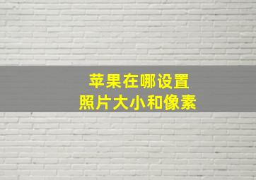 苹果在哪设置照片大小和像素