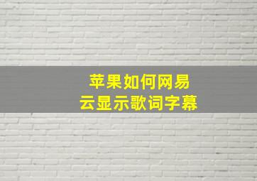 苹果如何网易云显示歌词字幕