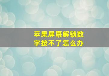 苹果屏幕解锁数字按不了怎么办