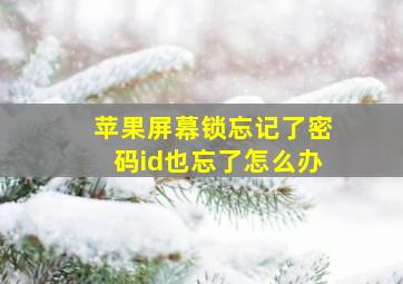 苹果屏幕锁忘记了密码id也忘了怎么办