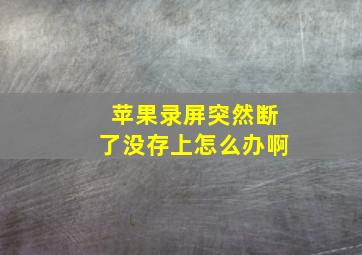 苹果录屏突然断了没存上怎么办啊